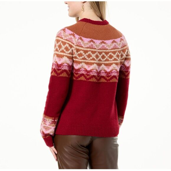 DG2 by Diane Gilman Intarsia Fair Isle Pullover Sweater Size L NWT - Picture 2 of 9